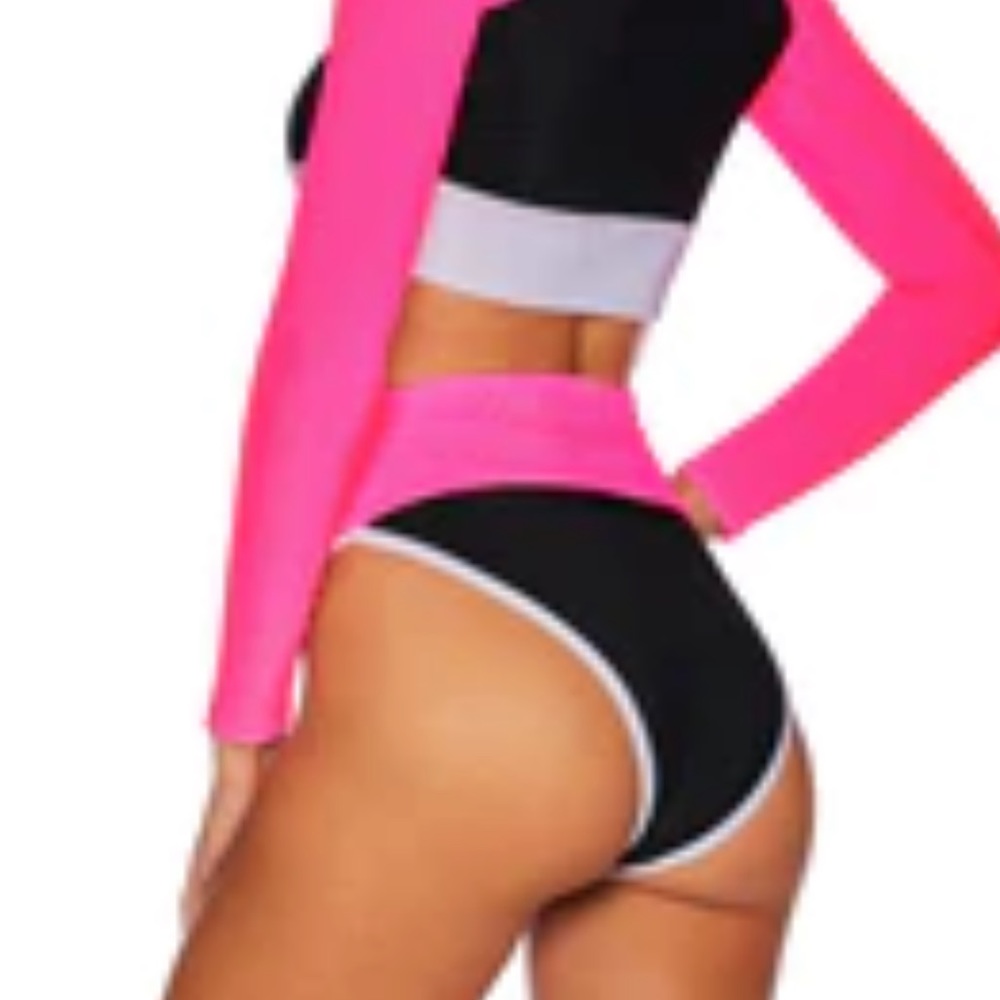Beach Riot Emmy bottom black neon pink color block bottom size Medium.
